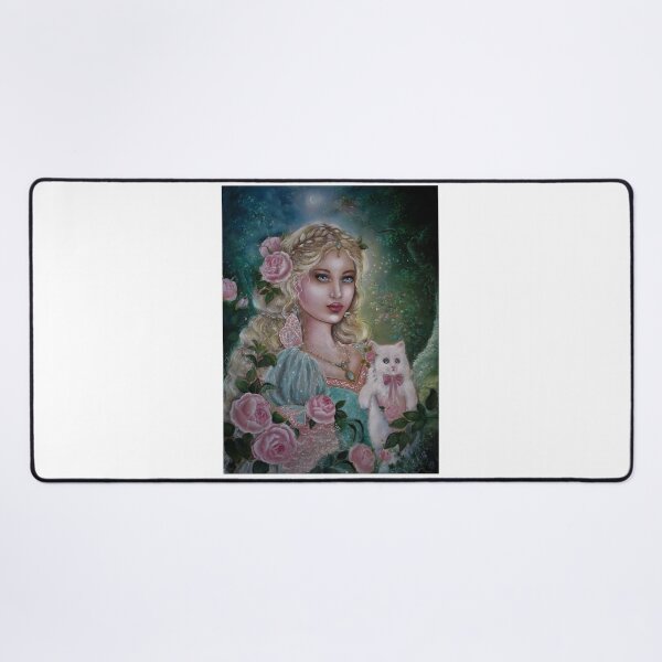 Item preview, Fairy with white kitten and peach roses designed and sold by Gabriella Szabo.