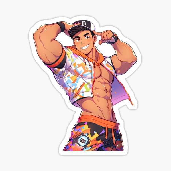 Muscular Anime Guy Sticker for Sale by baraclub