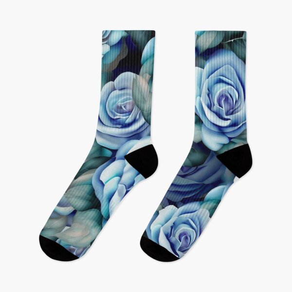 Item preview, sky blue roses pattern designed and sold by Kowinstore.