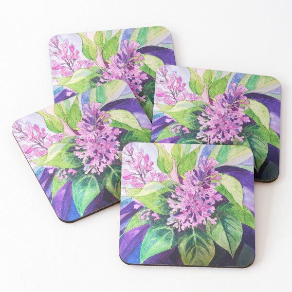 Item preview, Lilacs watercolour painting with psychedelic background designed and sold by esvb.