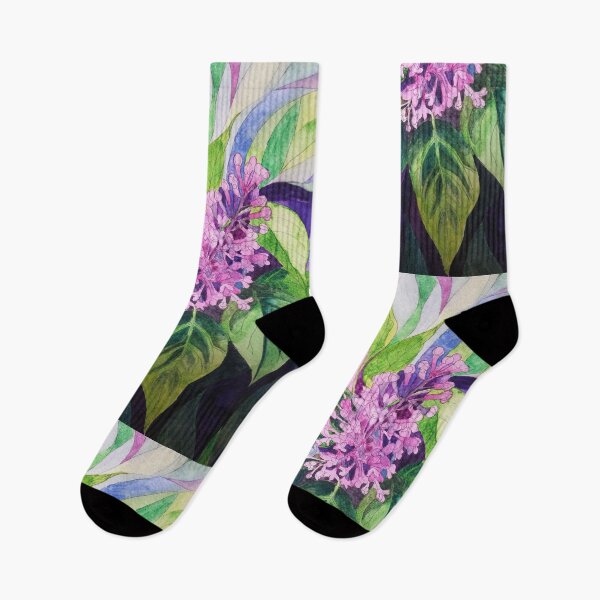 Item preview, Lilacs watercolour painting with psychedelic background designed and sold by esvb.