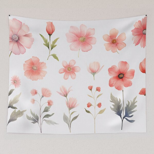 Item preview, Arrangement of spring pink flowers against a white background. Blooming concept. Flat lay. designed and sold by anytka.