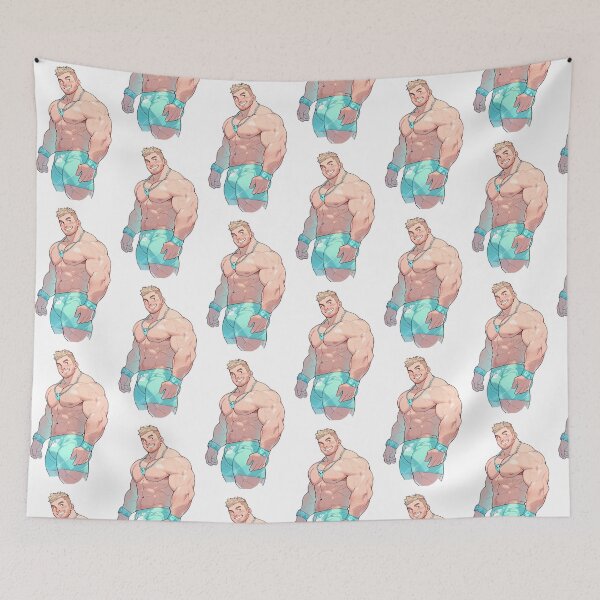 Item preview, Cute Muscular Gay Guy Flexing designed and sold by homorohomo.