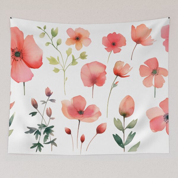 Item preview, Arrangement of spring pink flowers against a white background. Blooming concept. Flat lay. designed and sold by anytka.