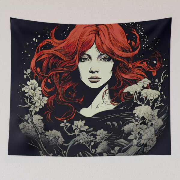 Item preview, Ukiyo-e Fairy Tale Female Empowerment Black and White Female Portrait designed and sold by BrandonArtWorld.