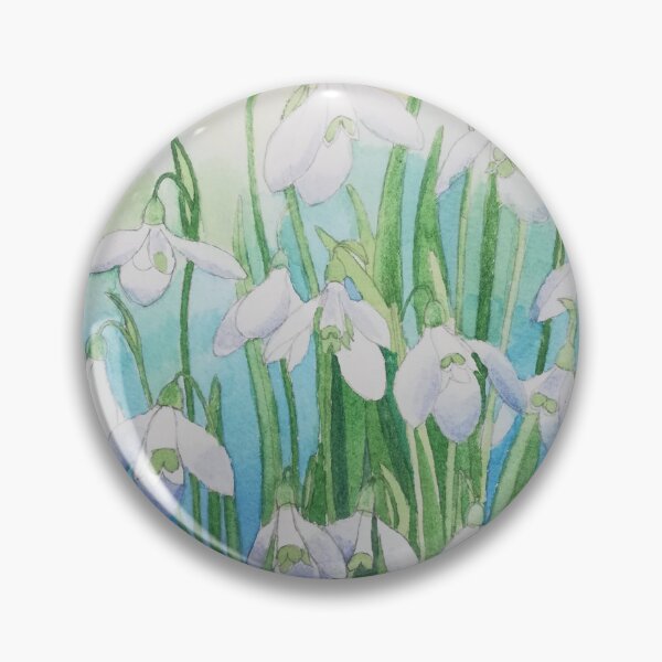 Item preview, Snowdrops watercolour painting with a blue background.  designed and sold by esvb.