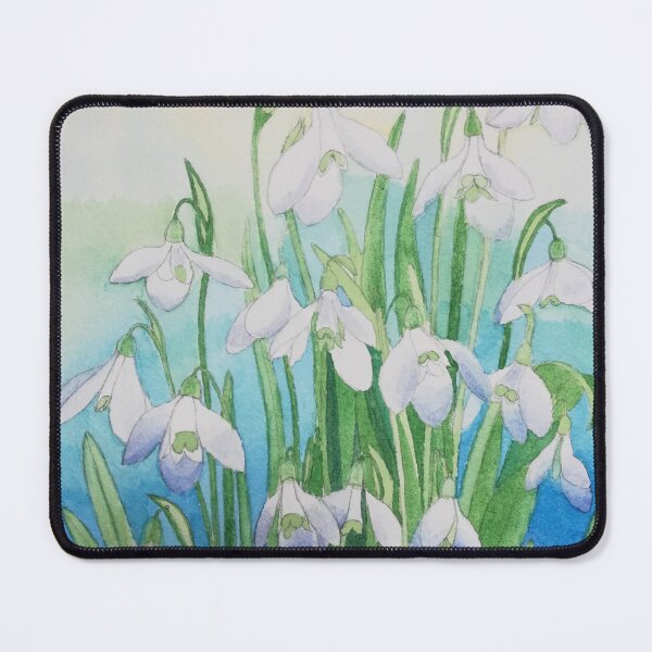 Item preview, Snowdrops watercolour painting with a blue background.  designed and sold by esvb.