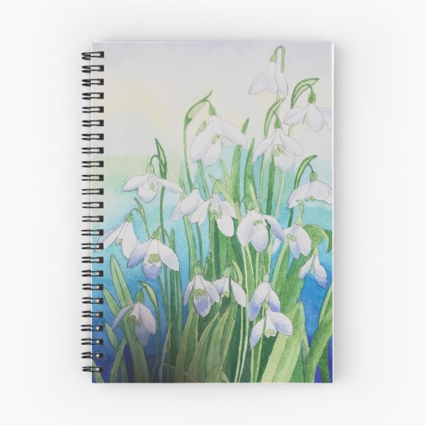 Item preview, Snowdrops watercolour painting with a blue background.  designed and sold by esvb.
