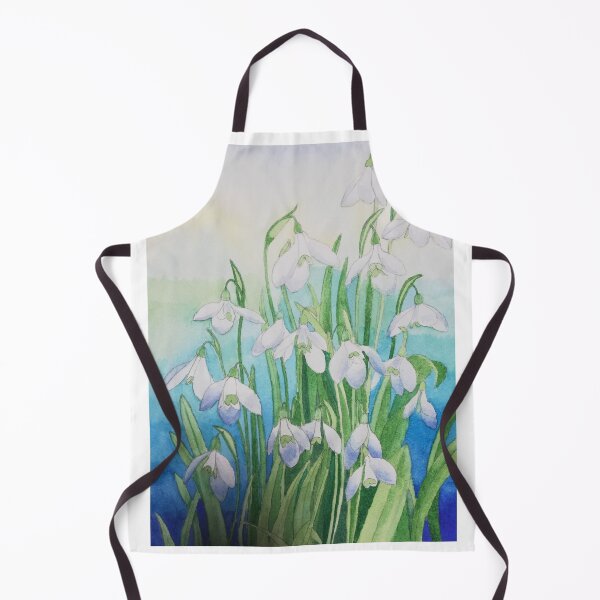 Item preview, Snowdrops watercolour painting with a blue background.  designed and sold by esvb.