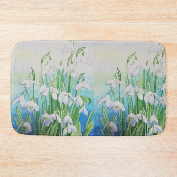Item preview, Snowdrops watercolour painting with a blue background.  designed and sold by esvb.