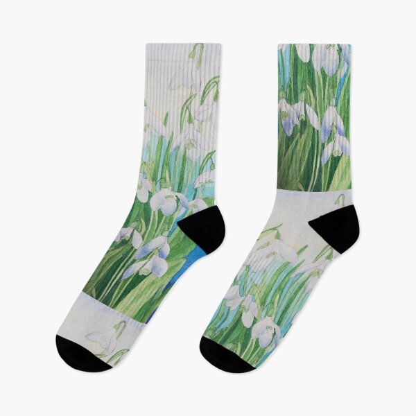 Item preview, Snowdrops watercolour painting with a blue background.  designed and sold by esvb.