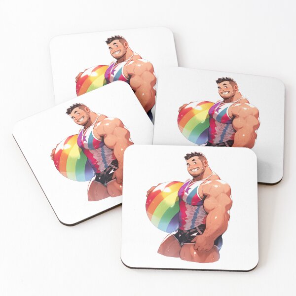 Item preview, Cute Beefy Muscular Gay Guy Flexing designed and sold by homorohomo.