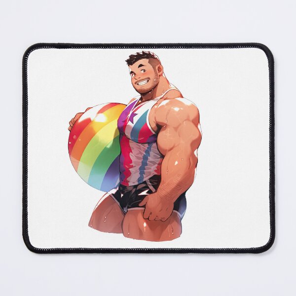 Item preview, Cute Beefy Muscular Gay Guy Flexing designed and sold by homorohomo.