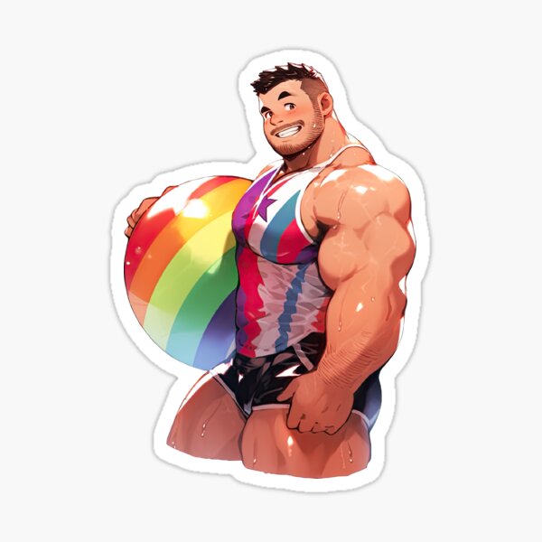 Muscular Anime Guy Sticker for Sale by baraclub