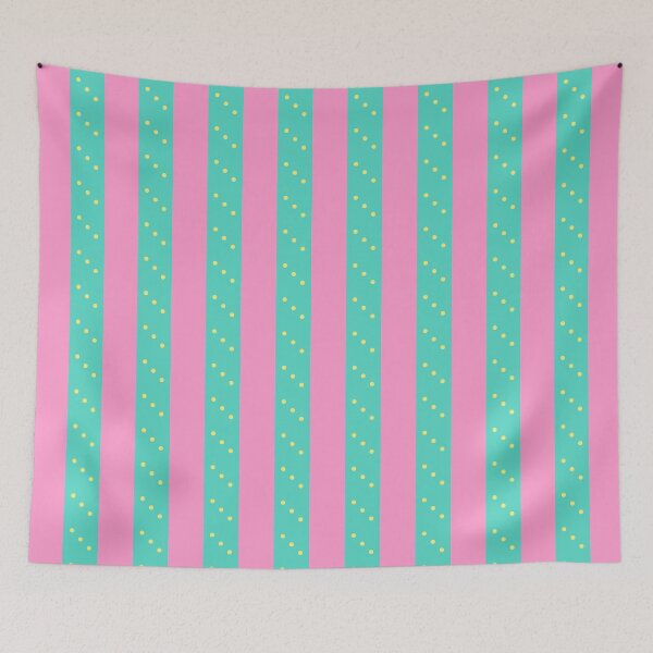 Item preview, Mint and Pink Stripes with Yellow Dots designed and sold by Artdashian.