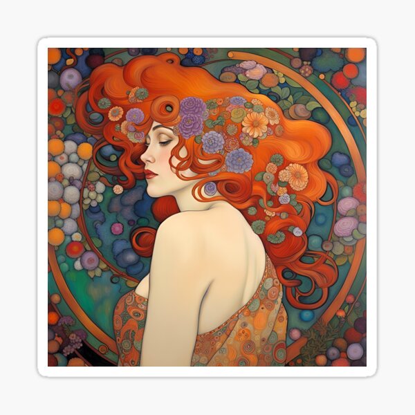 Item preview, Art Nouveau Beauty I gorgeous red haired woman designed and sold by Glimmersmith.