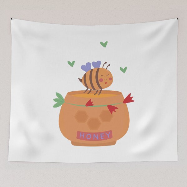 Item preview, Cute bee on the honey jar designed and sold by OM-lova.