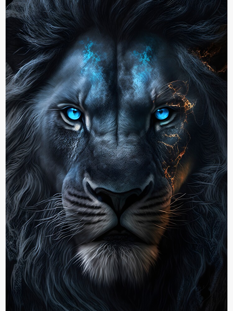 Löwe in schwarz weiß mit leuchtend roten Augen.' Untersetzer