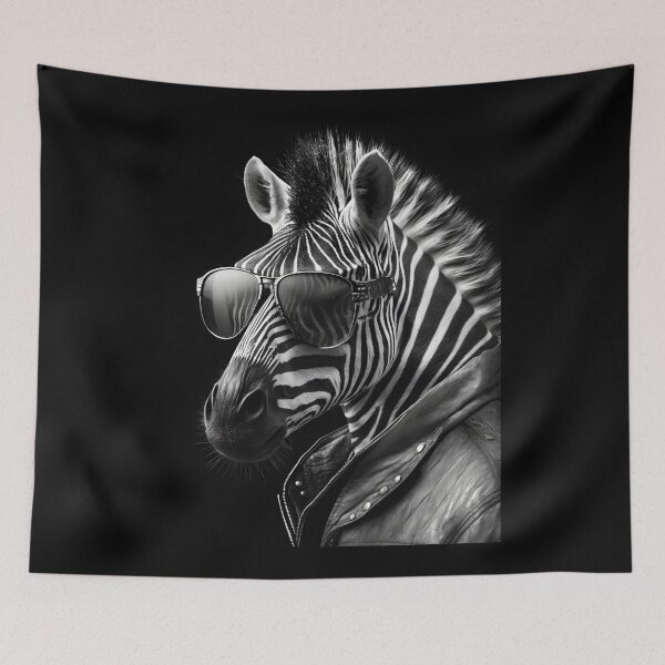 Item preview, cool zebra modern with sunglasses leather jacket designed and sold by Mk5studio.