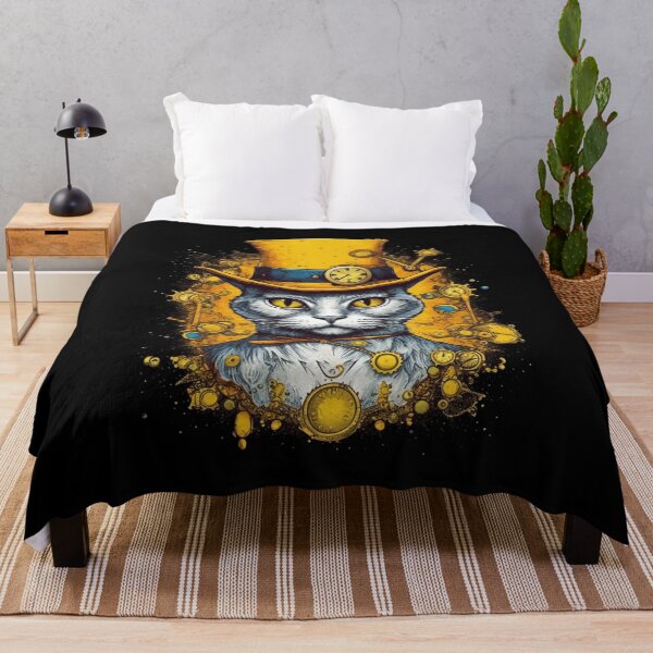 Item preview, Steampunk Retro Vintage Cat in Yellow Hat designed and sold by bellabitis.