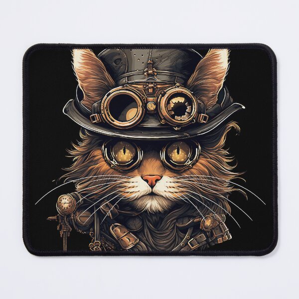 Item preview, Steampunk Retro Vintage Cat in Black Hat designed and sold by bellabitis.