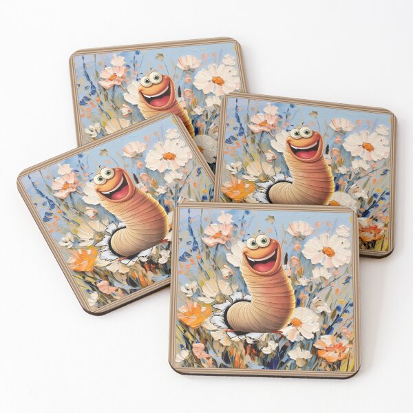 Item preview, Blooming painting with a cartoon worm designed and sold by MyMerryMary.