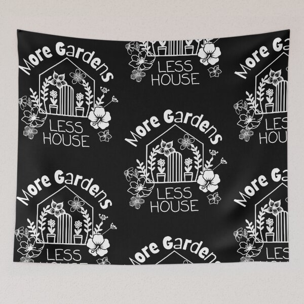 Item preview, More Gardens Less House White Line Art Design designed and sold by EarthArtDesigns.