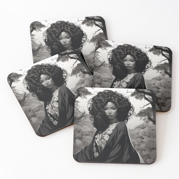 Artikelvorschau, Ukiyo-e Fairy Tale Female Empowerment Black and White Female Portrait entworfen und verkauft von BrandonArtWorld.