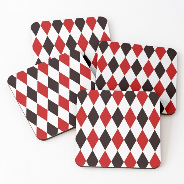 Item preview, harlequin red black  white diamond pattern || geometric shapes designed and sold by wordznart.