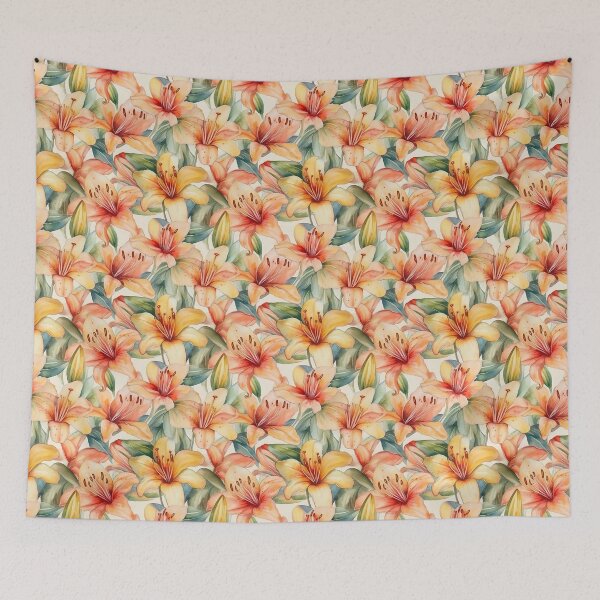 Item preview, Watercolor Soft Pastel Colors Lily Flowers Pattern designed and sold by PixelPop1.