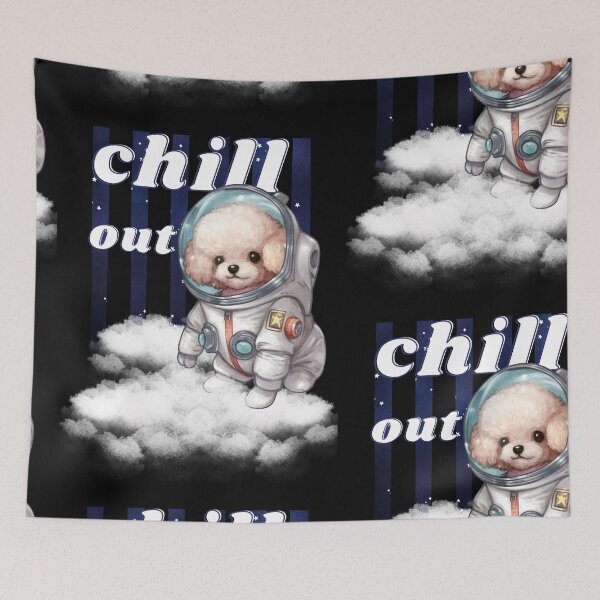 Item preview, Chill out - Poodle Astronaut, rest and relaxation. Relax and calm. Calm down, chill out. Funny Spacedog designed and sold by PupilLove.