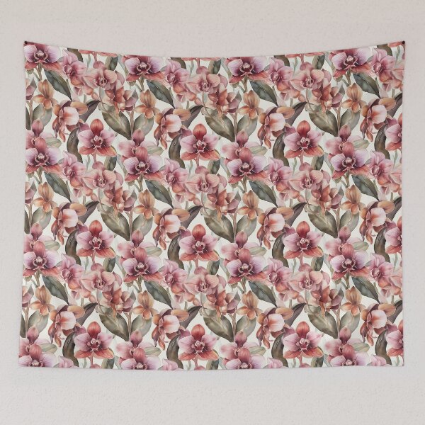 Item preview, Watercolor Soft Pastel Colors Orchid Flowers Pattern designed and sold by PixelPop1.