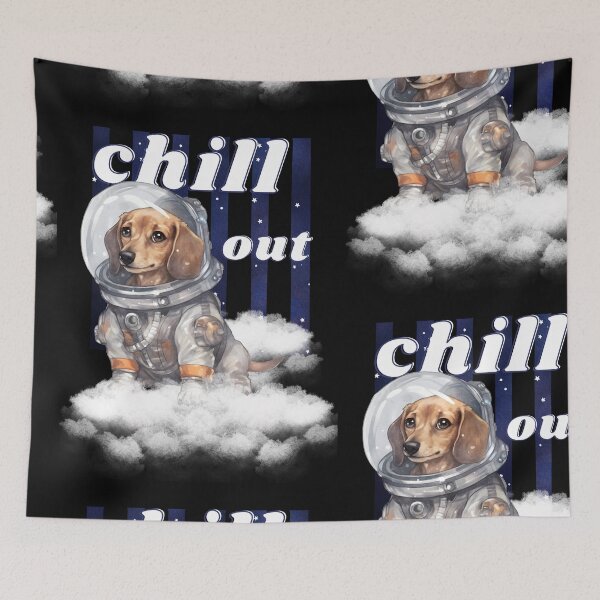 Item preview, Chill out - Dachshund Astronaut, rest and relaxation. Relax and calm. Calm down, chill out. Funny Spacedog designed and sold by PupilLove.