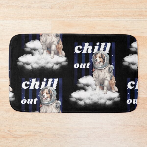 Item preview, Chill out - Australian Shepherd Astronaut, rest and relaxation. Relax and calm. Calm down, chill out. Funny Spacedog designed and sold by PupilLove.