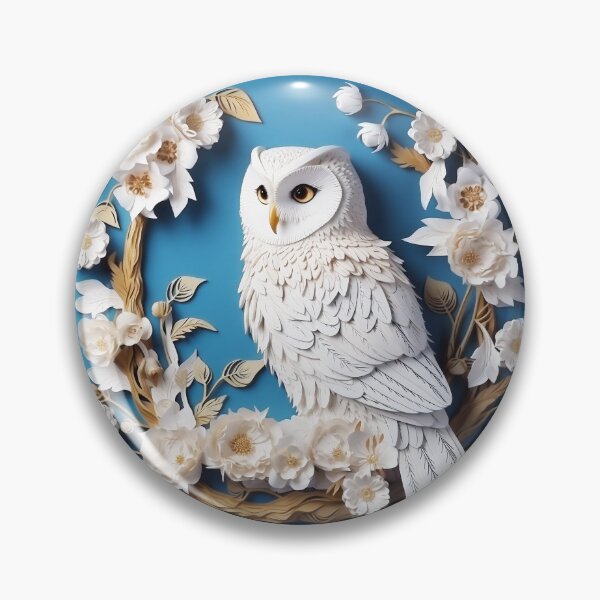 Item preview, White Owl with Flowers designed and sold by Artdashian.