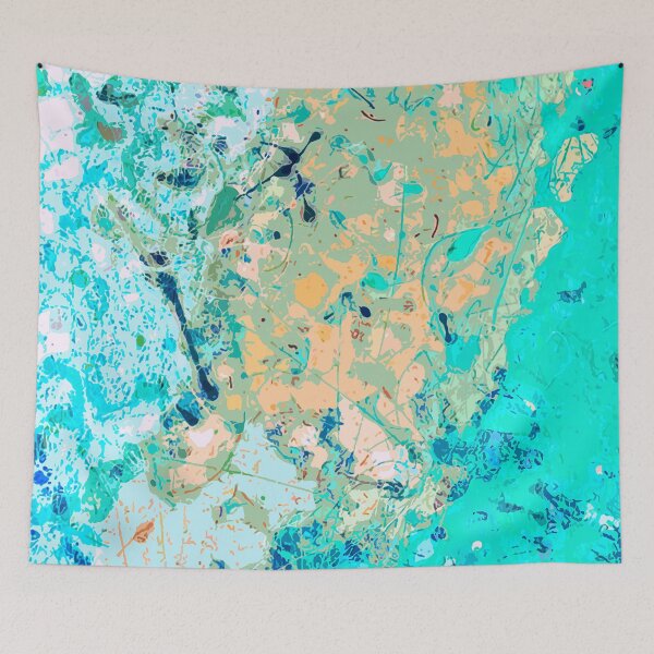 Aperçu de l'œuvre Sky Symphony : versant de l'art en céleste, jaune et bleu créée et vendue par GAP90.