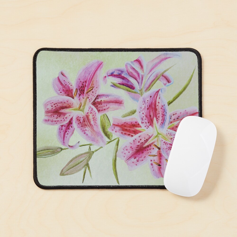 Pink Lily Flower Embroidery