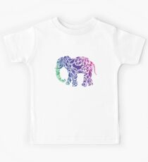 Regenbogen-Elefant im Blumenmuster Kinder T-Shirt