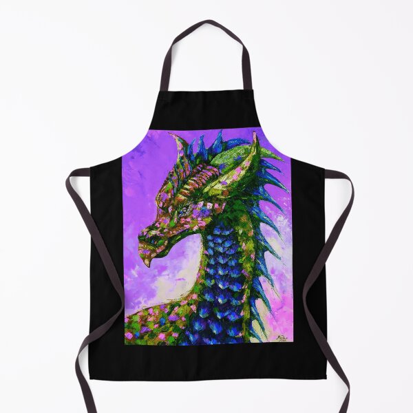 Item preview, Green Dragon, edited oil painting by Marina Daniluka, purple background designed and sold by MariDaniArt.