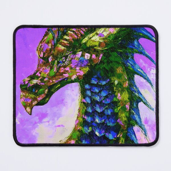 Item preview, Green Dragon, edited oil painting by Marina Daniluka, purple background designed and sold by MariDaniArt.
