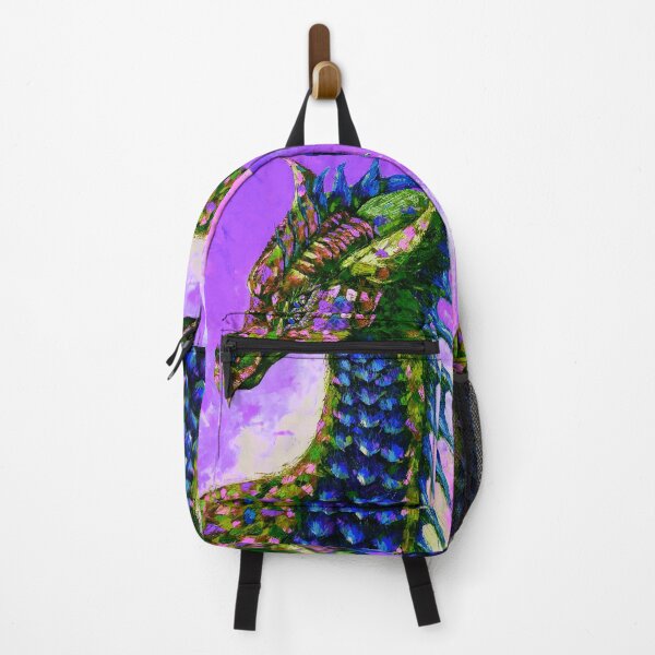 Item preview, Green Dragon, edited oil painting by Marina Daniluka, purple background designed and sold by MariDaniArt.