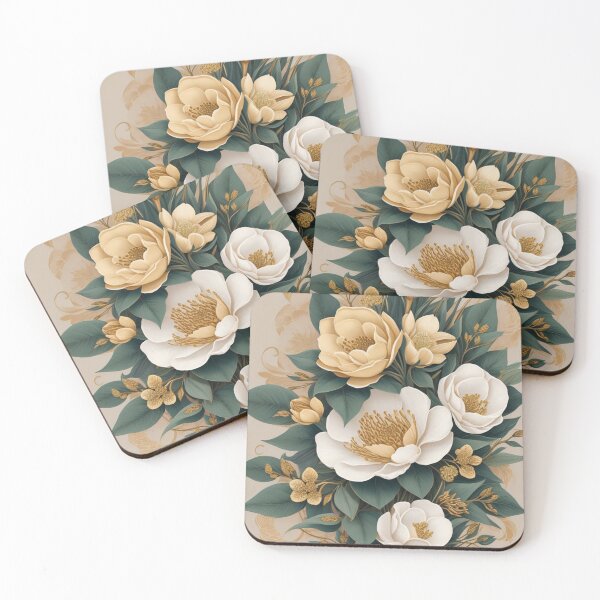 Item preview, Floral Elegance green and gold designed and sold by CustomStickerCo.