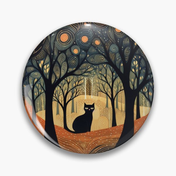 Item preview, Patrón de árbol de bosque de gato negro designed and sold by MNFTs.