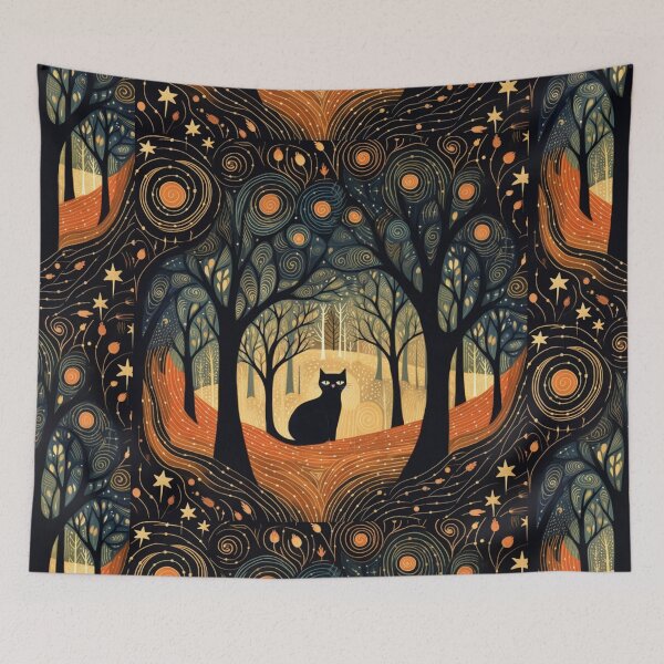 Item preview, Black Cat Forest Tree Pattern designed and sold by MNFTs.