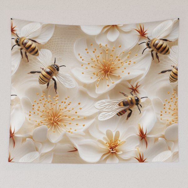 Item preview,  "3D Delicate Flowers: Beauty in Honeycomb with Bees in HD" designed and sold by SBD-Shop.