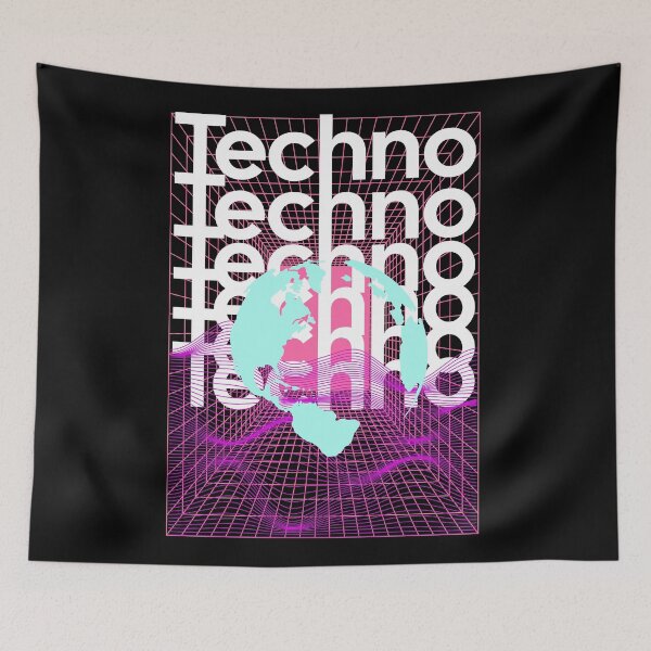 Item preview, TECHNO  - Grid Globe (White/Pink/blue) designed and sold by Discothreadz.
