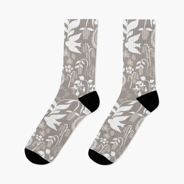 Item preview, Under the Sun {Tonal Grey} Birds and Flowers - medium designed and sold by Cecilia Mok.