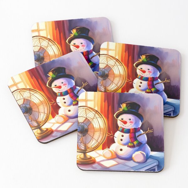 Item preview, Snowman in front of a Fan feeling the Heat of Global Warming designed and sold by DreamyEscapism.