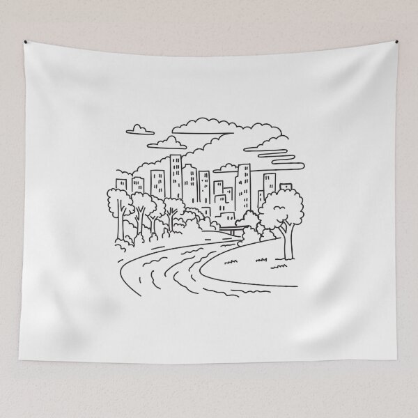 Item preview, Buffalo Bayou Park near Downtown Houston Texas USA Mono Line Art designed and sold by patrimonio.
