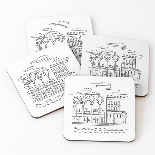 Item preview, Venice Beach Boardwalk Los Angeles County California USA Mono Line Art designed and sold by patrimonio.
